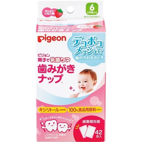 Giấy lau răng Pigeon 42 tờ - hương dâu - Nhật