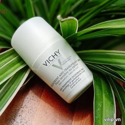 Lăn nách Vichy trắng da nhạy cảm, không mùi, không cồn 48h 50ml- Pháp