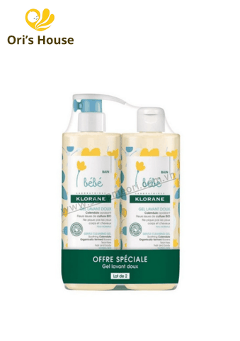 Cặp sữa tắm gội Klorane 2in1 hương hoa cúc 500ml- Pháp
