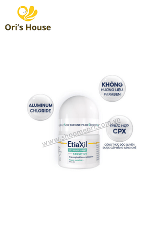 Lăn trị hôi nách Etiaxil dành cho da nhạy cảm ( màu xanh) mẫu mới - Pháp