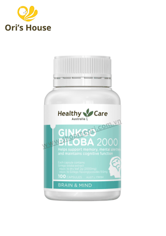 Viên uống bổ não Ginkgo Biloba Healthy Care 2000mg 100v- Úc