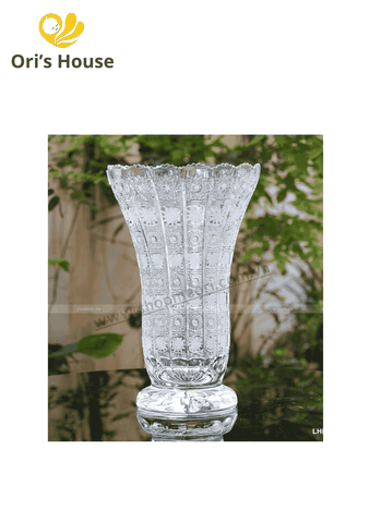 Bình hoa pha lê mài Bohemia 35cm- chân đế tròn- Tiệp