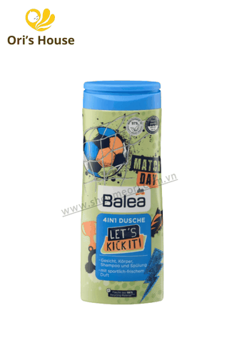 Sữa tắm gội 4in1 Balea cho bé Let's Kickiti màu xanh 300ml - Đức
