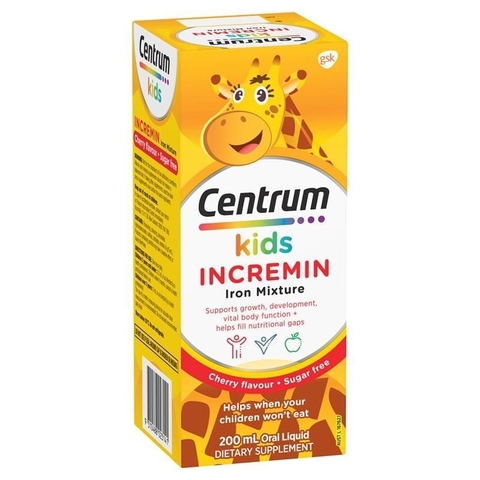 Siro Centrum Kids Incremin Iron Mixture cho bé biếng ăn 200ml- Úc