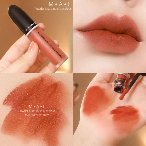 Son kem Mac Powder Kiss Liquid Lipcolour Sorry Not Sorry màu 998 (Cam Cháy)