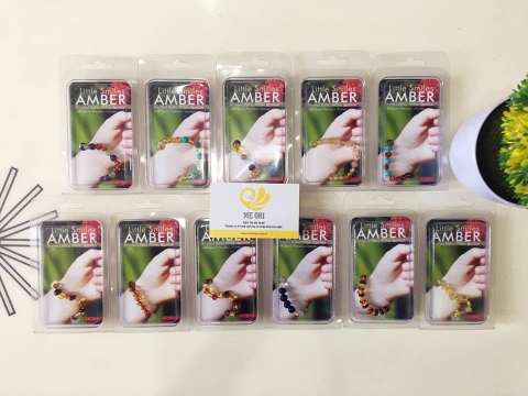 Vòng tay hổ phách thạch anh Amber cho bé - úc