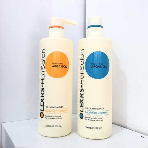 Cặp gội xả Olexrs ArganOil Hair Salon phục hồi hư tổn, giảm gãy rụng - Anh