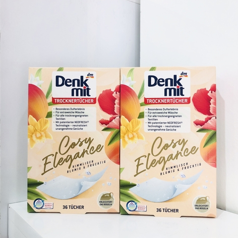 Giấy thơm quần áo Denkmit Trocknertucher hộp 36 tờ - Đức