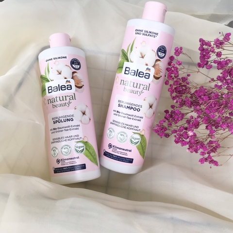 Cặp dầu gội xả Balea Natural Beauty chiết xuất trà xanh, bông 400ml - Đức