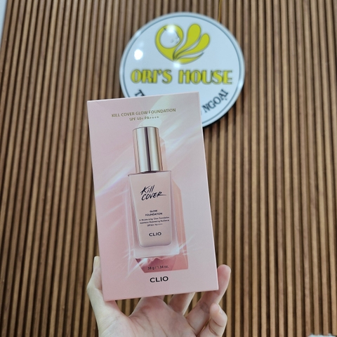 Kem nền + kèm cọ Clio Kill Cover Glow Foundation SPF50+ PA++++ 3BY tone sáng - Hàn