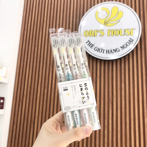 Set 4 bàn chải đánh răng Ecersu lông mềm kháng khuẩn - Nhật