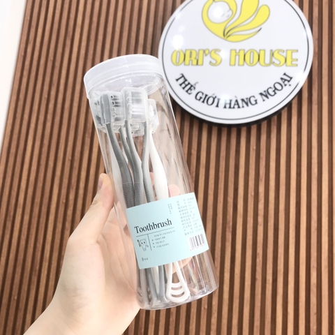 Set 8 bàn chải đánh răng 2 đầu, có cạo rơ lưỡi- Trung