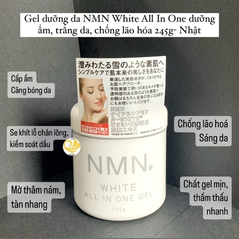 Gel dưỡng da NMN White All In One dưỡng ẩm, trắng da, chống lão hóa 245g- Nhật