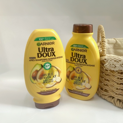 Dầu gội xả bơ Garnier Ultra Doux phục hồi tóc hư tổn 250ml- Pháp