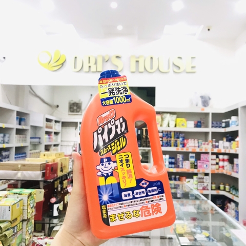 Gel thông tắc đường ống cống Lion Pipeman (tóc, cặn bẩn, kháng khuẩn) 1000ml- Nhật