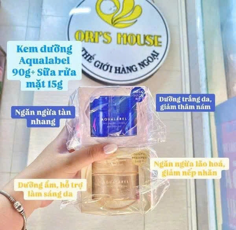 Set kem dưỡng da Shiseido Aqualabel dưỡng ẩm, chống lão hoá (vàng) 90g+ 15g- Nhật