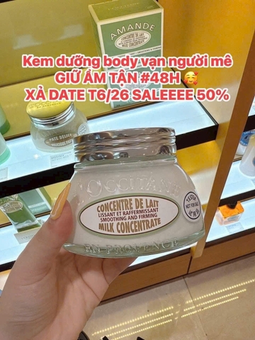Kem dưỡng thể dưỡng ẩm, săn chắc da hạnh nhân L'Occitane Almond Milk Concentrate 200ml- Anh