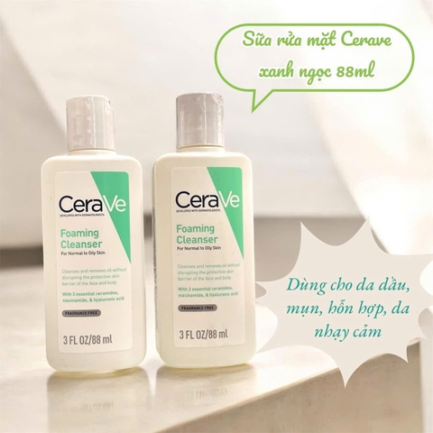 Sữa rửa mặt CeraVe sạch sâu da thường, dầu 88ml- Pháp: