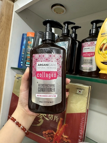Dầu xả Arganicare Collagen Shampoo cho tóc khô hư tổn 400ml- Pháp
