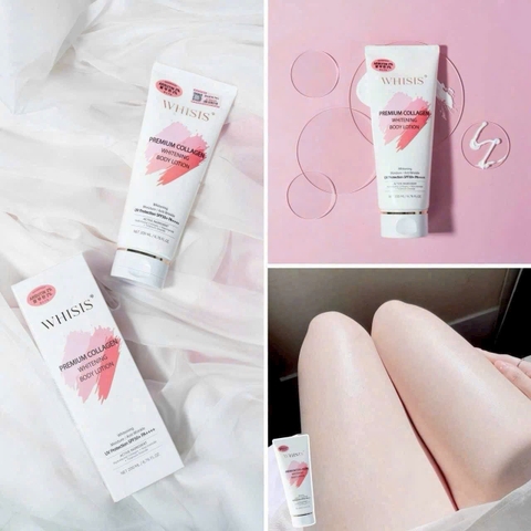 Kem dưỡng thể trắng da chống nắng nâng tone Whisis Premium Collagen Whitening Body Lotion 200ml- Hàn