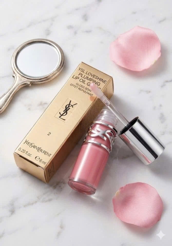 Son Dưỡng YSL Loveshine Plumping Lip Oil Gloss 02 Lucky Moonstone Màu Hồng Nhạt- Pháp