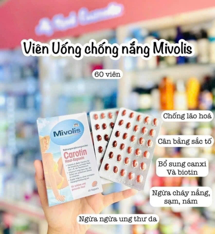Viên Uống Chống Nắng Mivolis Carotin 60 Viên- Đức