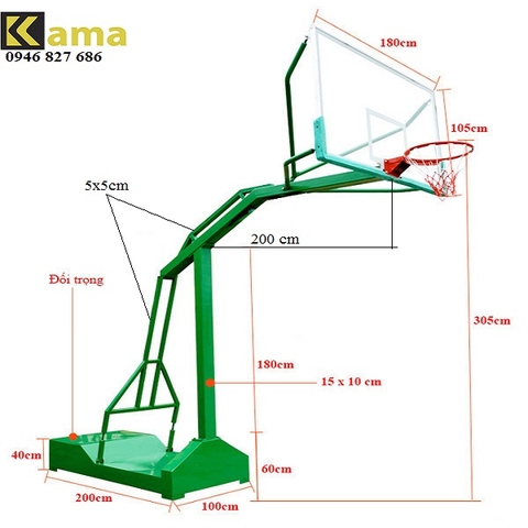 Trụ bóng rổ di dộng Kama K1015