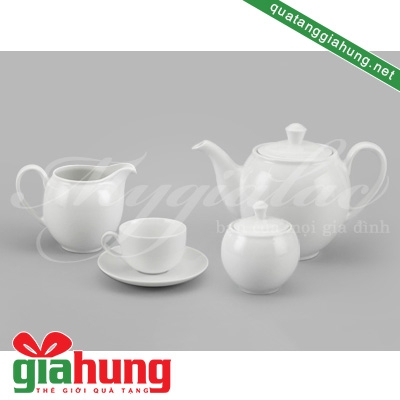 BỘ ẤM TRÀ GỐM SỨ MINH LONG CAMELLIA TRẮNG 1.1 L - 026