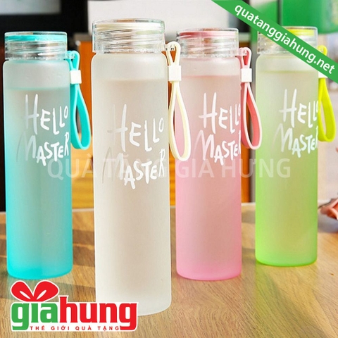 Bình Nước Thủy Tinh Dây Xách Hello Master 480ml