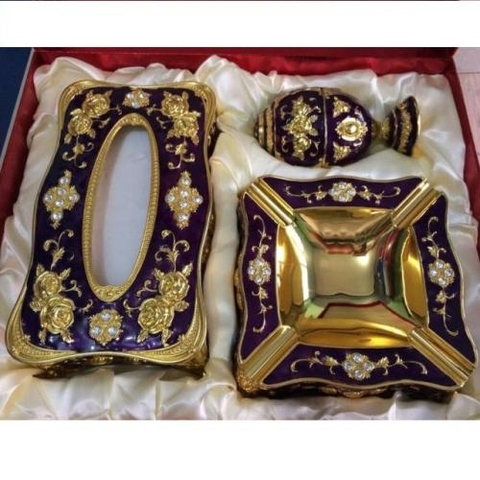 Bộ khăn giấy mạ vàng 012