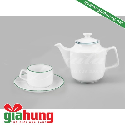 BỘ ẤM TRÀ GỐM SỨ MINH LONG JASMINE CHỈ XANH LÁ 1.1 LÍT - 059