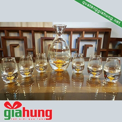 Ly thủy tinh dát vàng 036