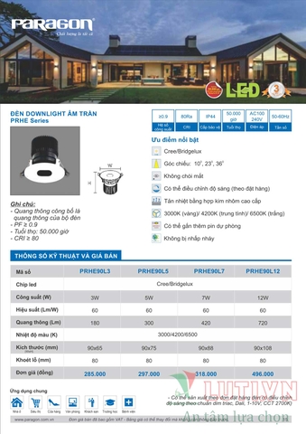 CATALOGUE BẢNG GIÁ ĐÈN LED PARAGON 2021-2022