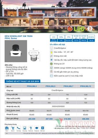 CATALOGUE BẢNG GIÁ ĐÈN LED PARAGON 2021-2022