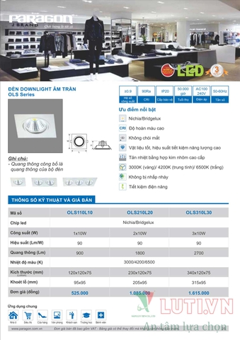 CATALOGUE BẢNG GIÁ ĐÈN LED PARAGON 2021-2022
