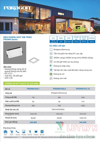 CATALOGUE BẢNG GIÁ ĐÈN LED PARAGON 2021-2022