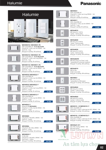 CATALOGUE THIẾT BỊ ĐIỆN PANASONIC 2021 (THÁNG 10)