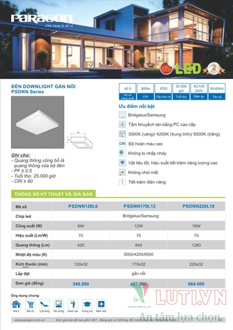 CATALOGUE BẢNG GIÁ ĐÈN LED PARAGON 2021-2022