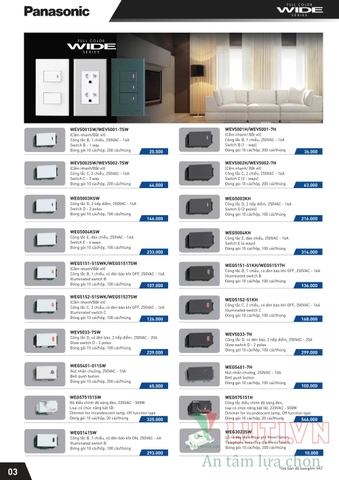 CATALOGUE THIẾT BỊ ĐIỆN PANASONIC 2021 (THÁNG 10)