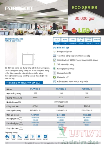 CATALOGUE BẢNG GIÁ ĐÈN LED PARAGON 2021-2022