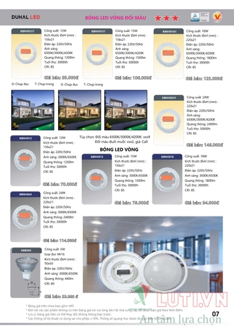 CATALOGUE BẢNG GIÁ ĐÈN LED DUHAL B (THÁNG 4/2021)