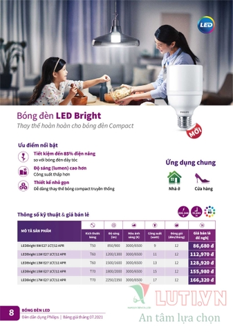 CATALOGUE BẢNG GIÁ ĐÈN DÂN DỤNG PHILIPS 2021