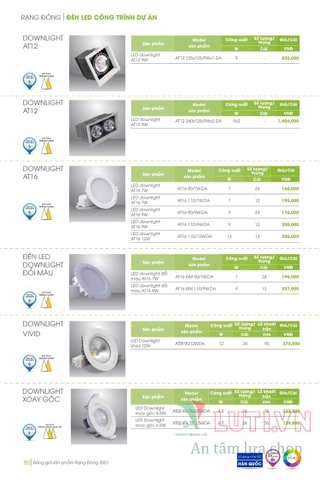 CATALOGUE ĐÈN LED RẠNG ĐÔNG NĂM 2021