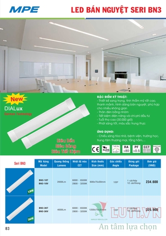 CATALOGUE BẢNG GIÁ ĐÈN LED MPE (THÁNG 10/2021)