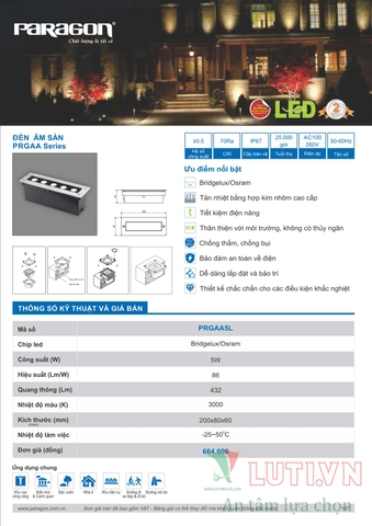 CATALOGUE BẢNG GIÁ ĐÈN LED PARAGON 2021-2022