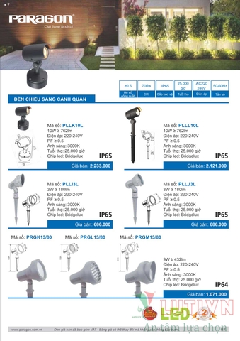 CATALOGUE BẢNG GIÁ ĐÈN LED PARAGON 2021-2022