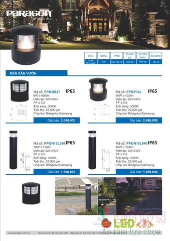 CATALOGUE BẢNG GIÁ ĐÈN LED PARAGON 2021-2022