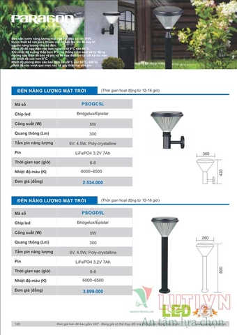 CATALOGUE BẢNG GIÁ ĐÈN LED PARAGON 2021-2022