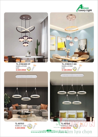 CATALOGUE BẢNG GIÁ ĐÈN LED TRANG TRÍ AURORA 2022