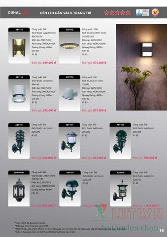 CATALOGUE BẢNG GIÁ ĐÈN LED DUHAL C (THÁNG 4/2021)